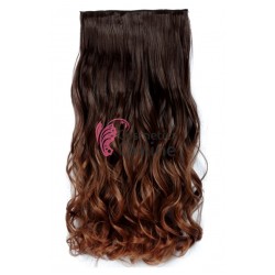 Extensie de par cu 5 Clips On delux dubla ondulata de 60 cm, Castaniu mediu 9294830